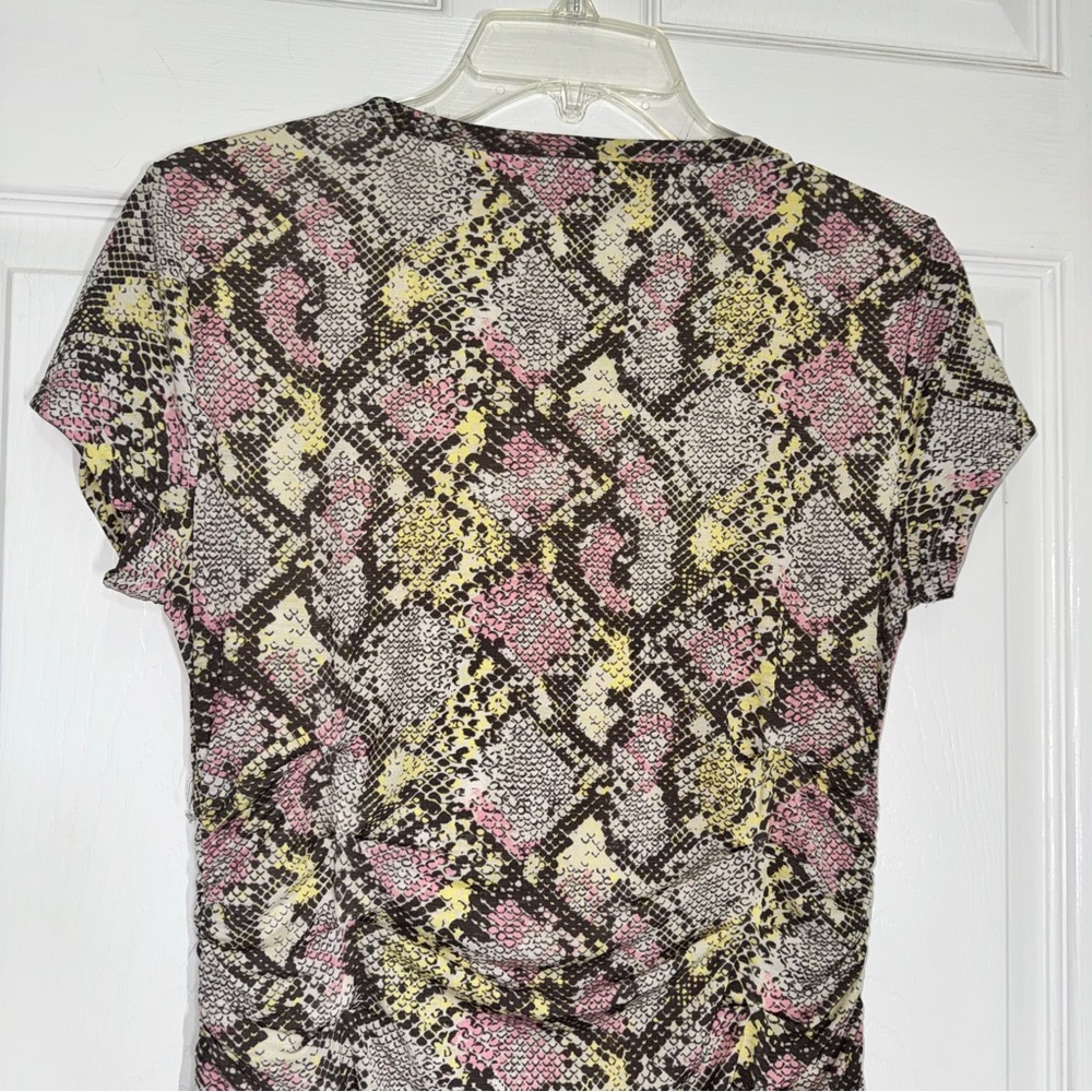 Nine West Pastel Snakeskin Patterned Knee Length Dress with Ruched Waist size S - Picture 9 of 10